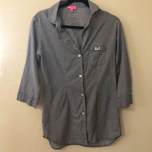 Betsey Johnson S Black White Polka Dot Sleep Top